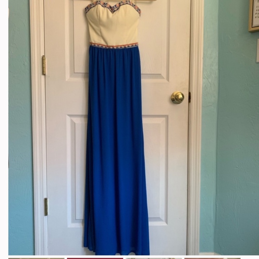 Marineblu blue strapless maxi dress